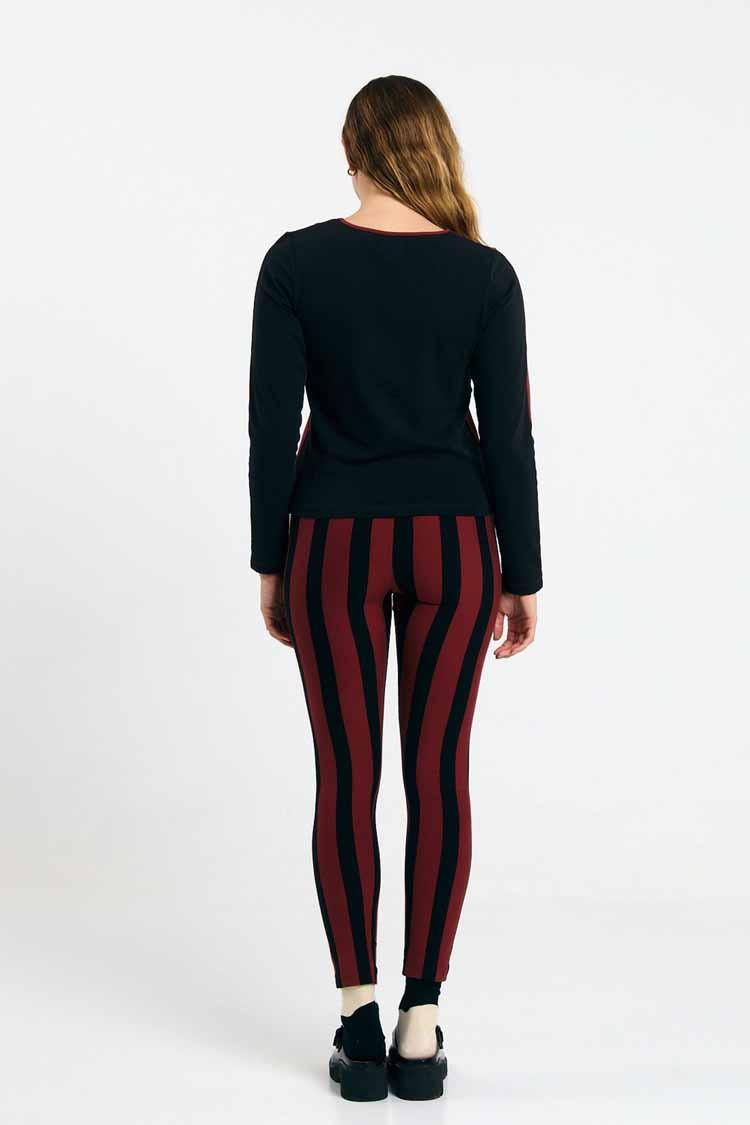 Suite13Lab Ulmo Leggings Stripe Brick Damen Hose schwarz rot